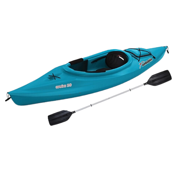 blue kayak and paddle