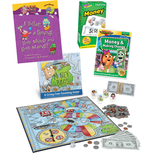 game board with play money and books