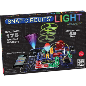 box featuring contents of snap circuits light