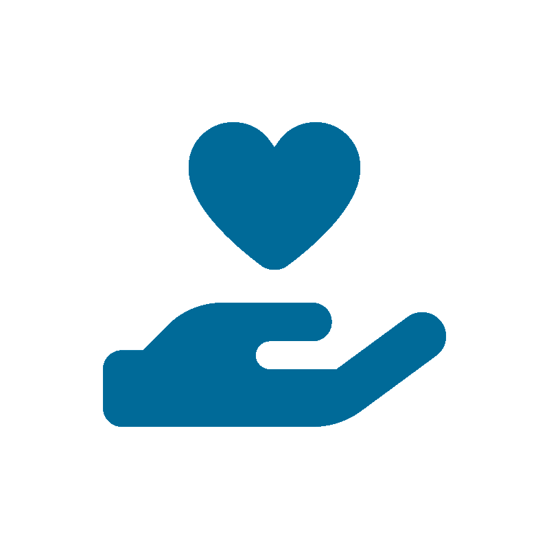 Hand turned palm-up with heart icon