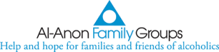 Al-Anon Family Groups logo with a blue triangle and smaller text reading 'Help and hope for families and friends of alcoholics'.