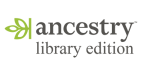 Ancestry Library Edition is grey text with a green leaf beside the word 'ancestry'