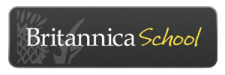 Britannica School black background with white and yellow text logo