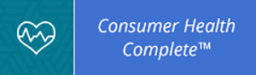 Consumer Health Complete database logo with white text and a green and blue background