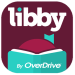 Libby by OverDrive maroon background, white text, and a teal colored book