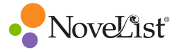 Novelist logo with black text and orange, green, and purple dots