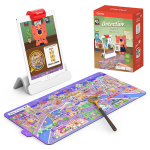 game board with ipad holder and plastic magnifying glass