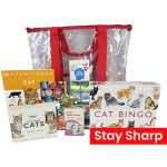 stay sharp kit with cat bingo and cat related books