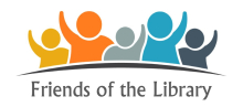 Friends of the Library logo, featuring five figures waving along the horizon line