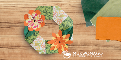 Origami flower wreath