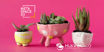 PHOTO mini yellow, pink with polka dots, and white polymer clay pots