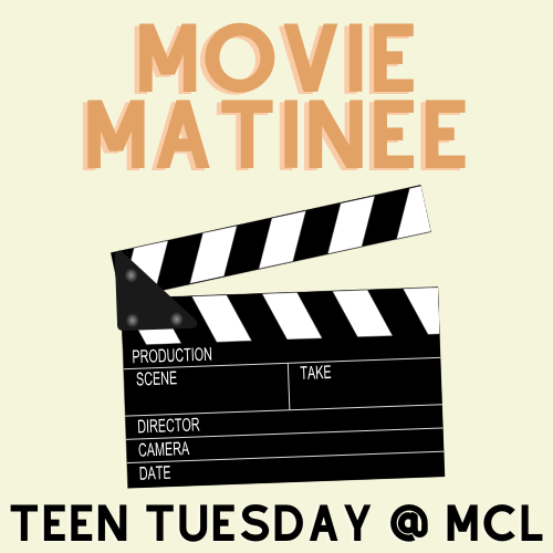 Text reads movie matinee with an icon of a director's clapboard.