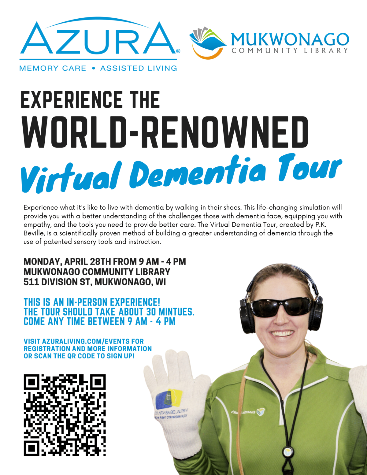 Virtual Dementia Tour program at MCL April 28 from 9am to 4pm