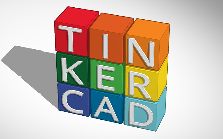 blocks of different colors with the letters for Tinkercad on them