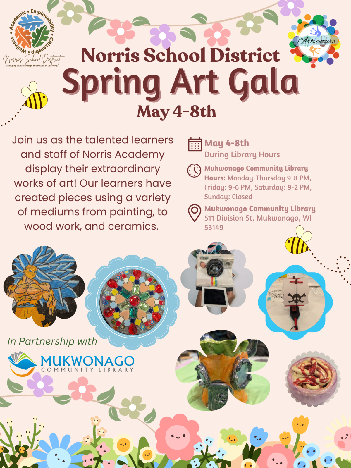 Flyer for Norris School District Spring Art Gala 