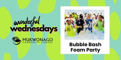 photo Wonderful Wednesdays graphic with kids playing in heaps of bubbles image